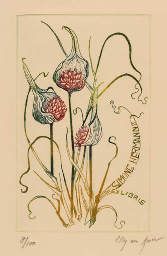 Exlibris by Elly de Koster from Netherland for Simone Hermanns - Flora 