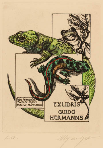 Exlibris by Elly de Koster from Netherland for Guido Hermanns - Fauna 