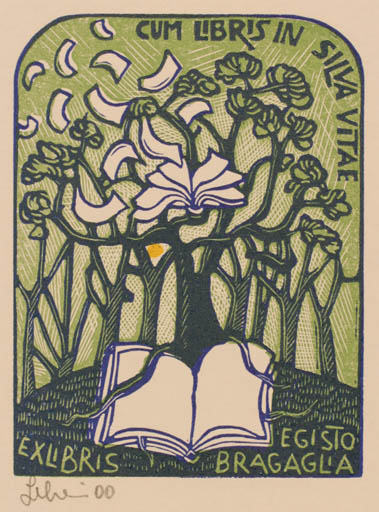 Exlibris by Maria Elisa Leboroni from Italy for Egisto Bragaglia - Book Flora 