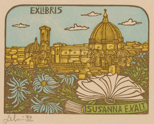 Exlibris by Maria Elisa Leboroni from Italy for Susanna E. Kalt - City 