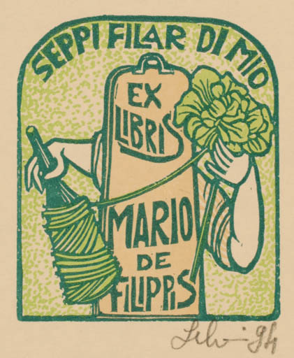 Exlibris by Maria Elisa Leboroni from Italy for Mario de Filippis - Food 