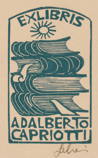 Exlibris by Maria Elisa Leboroni from Italy for Adalberto Capriotti - Book Sun 