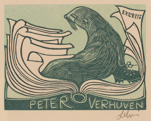 Exlibris by Maria Elisa Leboroni from Italy for Peter Verhuven - Book Fauna 