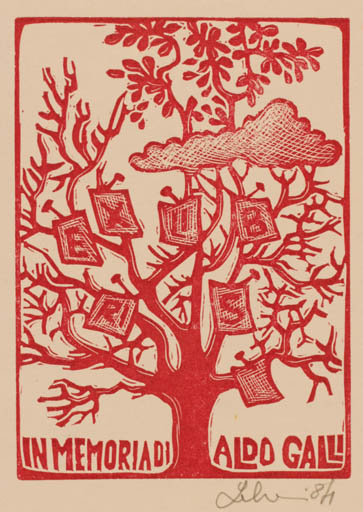 Exlibris by Maria Elisa Leboroni from Italy for Aldo Galli - Tree 