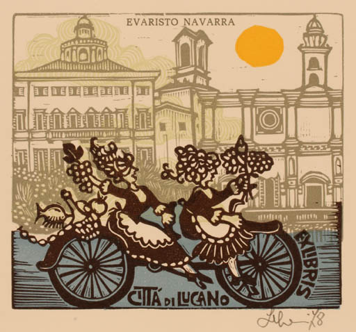 Exlibris by Maria Elisa Leboroni from Italy for Citta di Lugano - City 