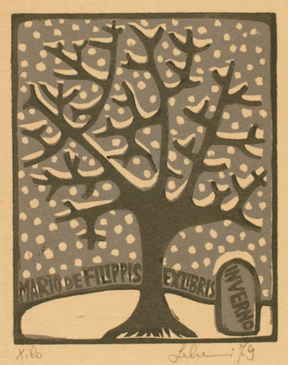 Exlibris by Maria Elisa Leboroni from Italy for Mario de Filippis - Tree 