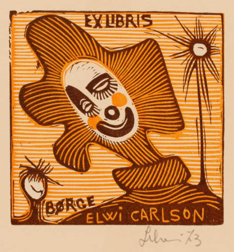 Exlibris by Maria Elisa Leboroni from Italy for Börge Elwi Carlson - Theater/Cirkus 