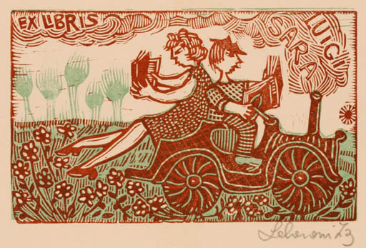 Exlibris by Maria Elisa Leboroni from Italy for Luigi Sara - Car Book Couple 