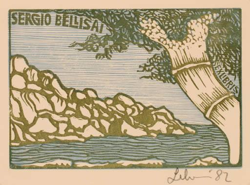 Exlibris by Maria Elisa Leboroni from Italy for Sergio Bellisai - Scenery/Landscape 