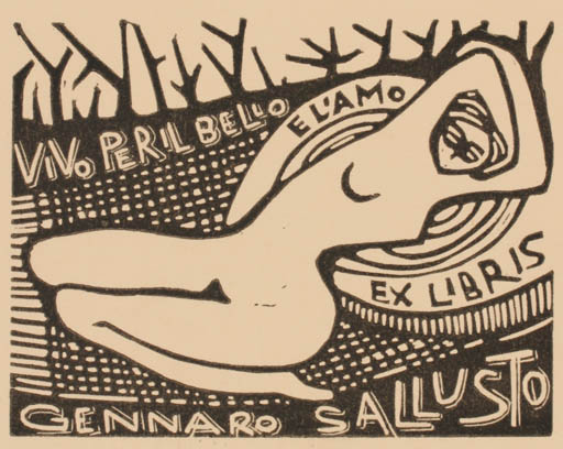 Exlibris by Maria Elisa Leboroni from Italy for Gennaro Sallusto - Woman 