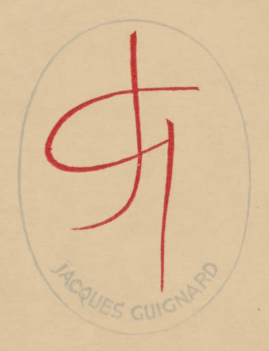 Exlibris by Italio Zetti from Italy for Jacques Guignard - Monogram 