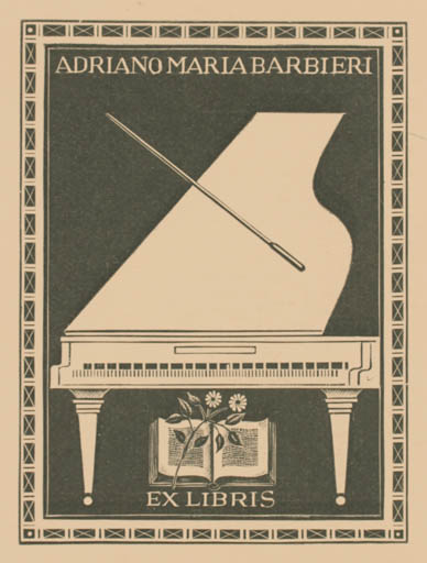 Exlibris by Italio Zetti from Italy for Adrano Maria Barbieri - Music 