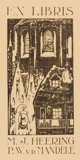 Exlibris by Anton Pieck from Netherland for .,J.,Mandele, P.W. v.d. Heering - City 