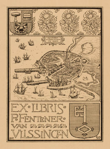 Exlibris by Ludwig W.R. Wenckeback from Netherland for P. Fentener - City 