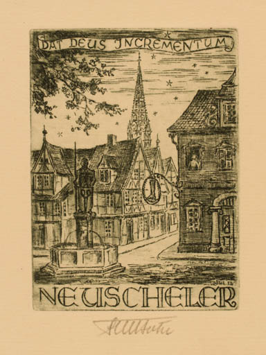 Exlibris by Fritz Bötel from Germany for ? Neuscheler - City 