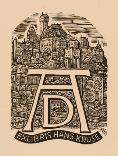 Exlibris by Hermann Huffert from Germany for Hans Kruse - City 