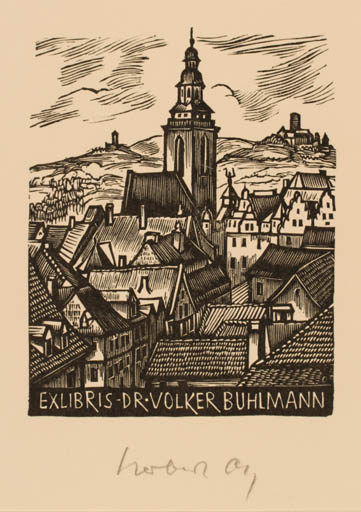 Exlibris by Herbert S. Ott from Germany for Dr. Volker Buhlmann - City 