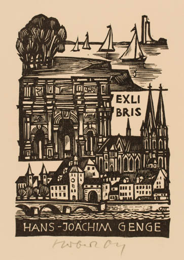 Exlibris by Herbert S. Ott from Germany for Hans-Joachim Genge - City 