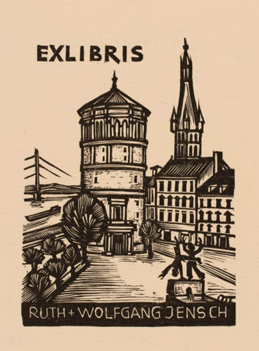 Exlibris by Norbert H. Ott from Germany for Ruth , Wolfgang Jensch - City 