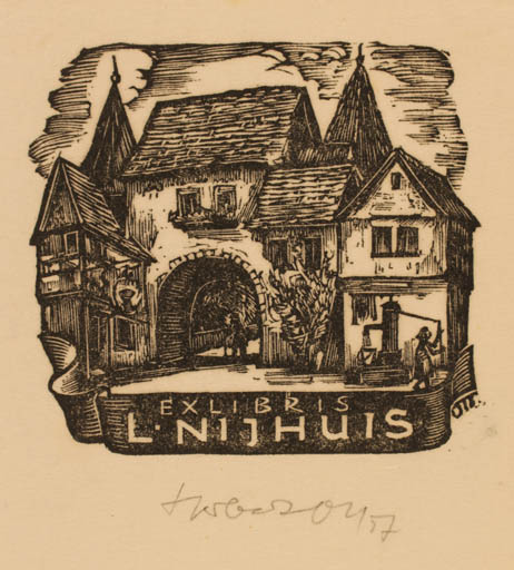 Exlibris by Herbert S. Ott from Germany for L. Nijhuis - Architecture 