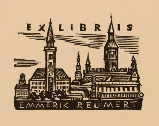 Exlibris by Herbert S. Ott from Germany for Emmerik Reumert - City 