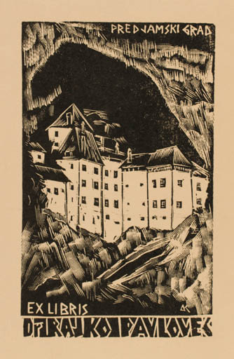 Exlibris by Kàroly Andrusko from Slovak Republic for Dr. Rajko Pavlovec - Castle/Palace 