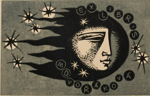 Exlibris by Ladislav Rusek from Czech Republic for M. Dvorakova - Cosmos Portrait 