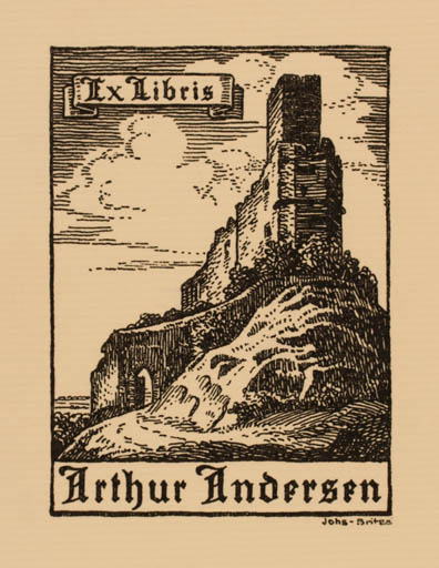 Exlibris by Johannes Britze from Denmark for Arthur Andersen - Castle/Palace 