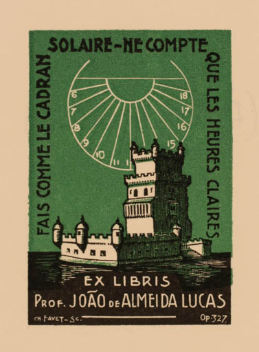 Exlibris by Charles Favet from Great Britain for Prof. Joao De Almedia Lucas - Castle/Palace 