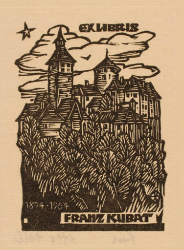 Exlibris by Otto Teil from Austria for Franz Kubat - Castle/Palace 