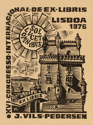 Exlibris by Antal Fery from Hungary for Jørgen Vils Pedersen - Castle/Palace Exlibris Congress Sun 