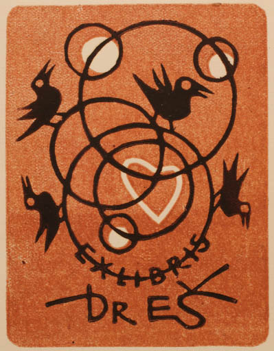 Exlibris by Ladislav Rusek from Czech Republic for ? E. S. - Bird 