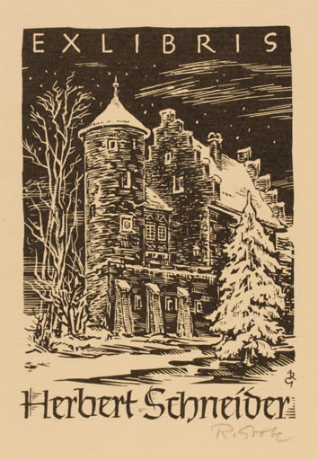 Exlibris by Rudolf Grobe from Germany for Herbert Schneider - Architecture 