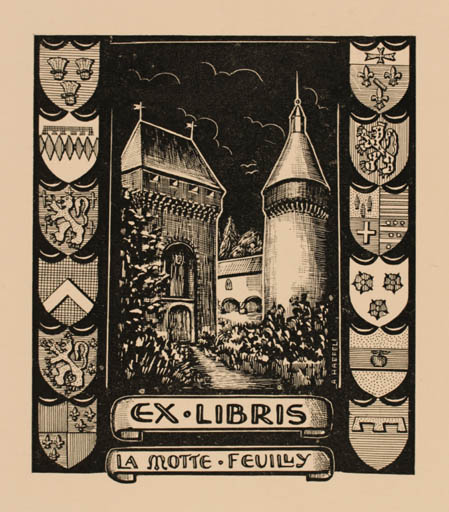 Exlibris by Albert Haefeli from France for La Motte Feuilly - Castle/Palace Heraldry 