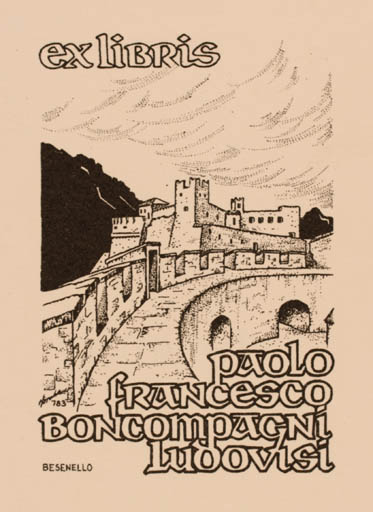 Exlibris by Hans Chr. Hornhaver from Denmark for Boncompagni Ludovisi - Castle/Palace 