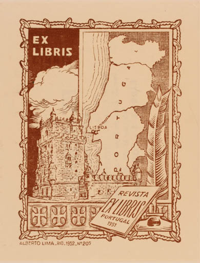 Exlibris by Alberto Lima from Portugal for ? ? - Castle/Palace 