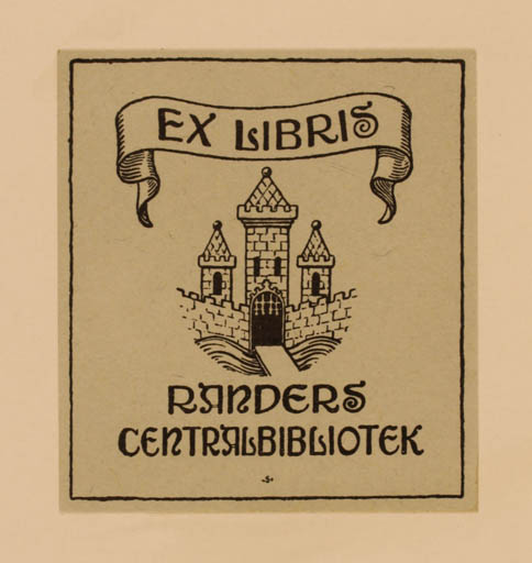 Exlibris by Ludvig Steensen from Denmark for Randers Centralbibliotek - Castle/Palace 