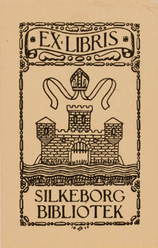 Exlibris by Aksel Therkelsen from Denmark for Silkeborg Bibliotek - Castle/Palace 