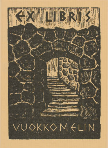 Exlibris by Vilho Askola from Finland for Vuokkom Melin - Ruin 