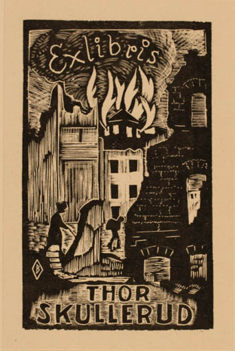 Exlibris by H. Broekstra from Australia for Thor Skullerud - Ruin 