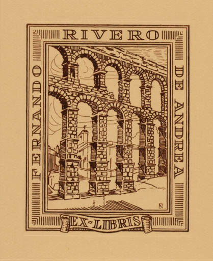 Exlibris by D.E. Garrido from Spain for Fernando Rivero de Andrea - Ruin 