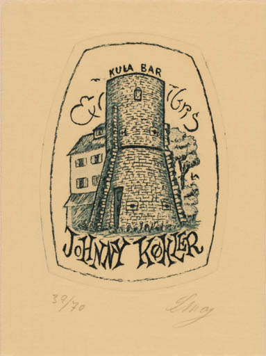 Exlibris by Lorentz May from Denmark for Køhler Johnny - Ruin 