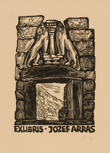 Exlibris by Herbert S. Ott from Germany for Josef Arras - Classical antiquity Ruin 