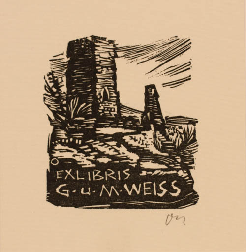 Exlibris by Herbert S. Ott from Germany for G.U.M. Weiss - Ruin 