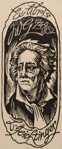 Exlibris by Ladislav Rusek from Czech Republic for Leopold Feichtinger - Literature Man Portrait 