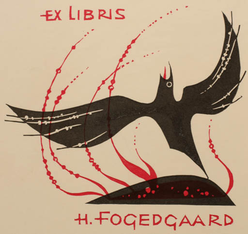 Exlibris by Ladislav Rusek from Czech Republic for Helmer Fogedgaard - Bird Bird Phoenix 