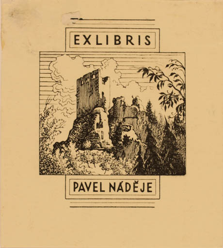 Exlibris by Karel Kinsky from Czech Republic for Pavel Nadeje - Ruin 