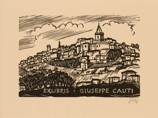 Exlibris by Herbert S. Ott from Germany for Giuseppe Cauti - City 