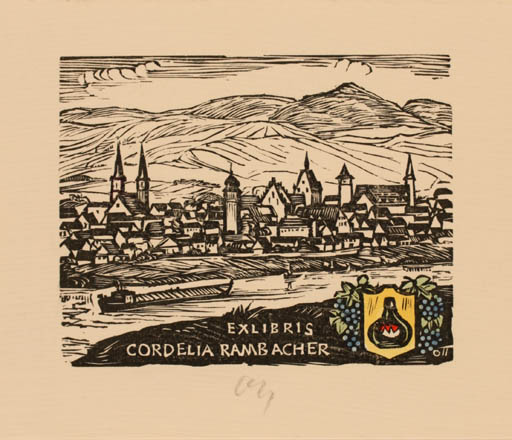 Exlibris by Herbert S. Ott from Germany for Cordelia Rambacher - Mountain City 