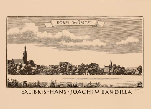 Exlibris by Gerhard Stauf from Germany for Hans-Joachim Bandilla - Church Scenery/Landscape 